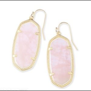 Elle Gold Drop Earrings in Rose Quartz